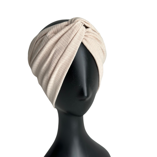 STIRNBAND / Turban Haarband aus Ripp-Jersey / beige
