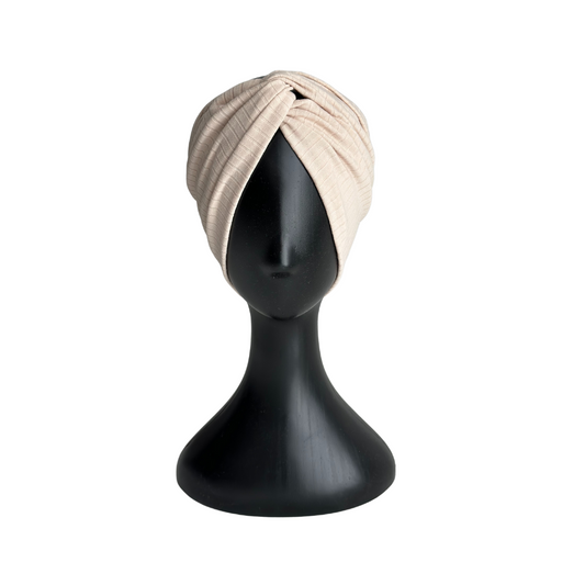 STIRNBAND / Turban Haarband aus Ripp-Jersey / beige