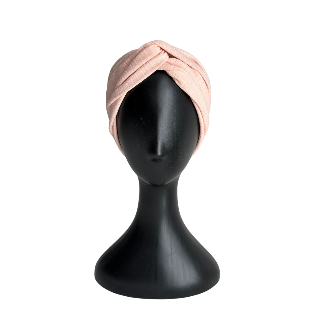 STIRNBAND / Turban Haarband aus Ripp-Jersey / pfirsich